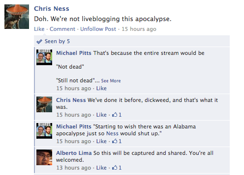 End of the world liveblog