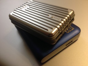 The A3 compared to a Western Digital My Passport external hard drive.